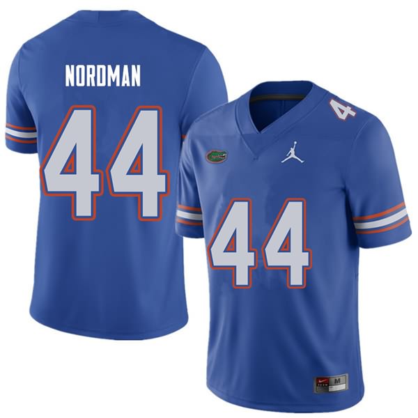 Men's NCAA Florida Gators Tucker Nordman #44 Stitched Authentic Jordan Brand Royal College Football Jersey CCU2865KP